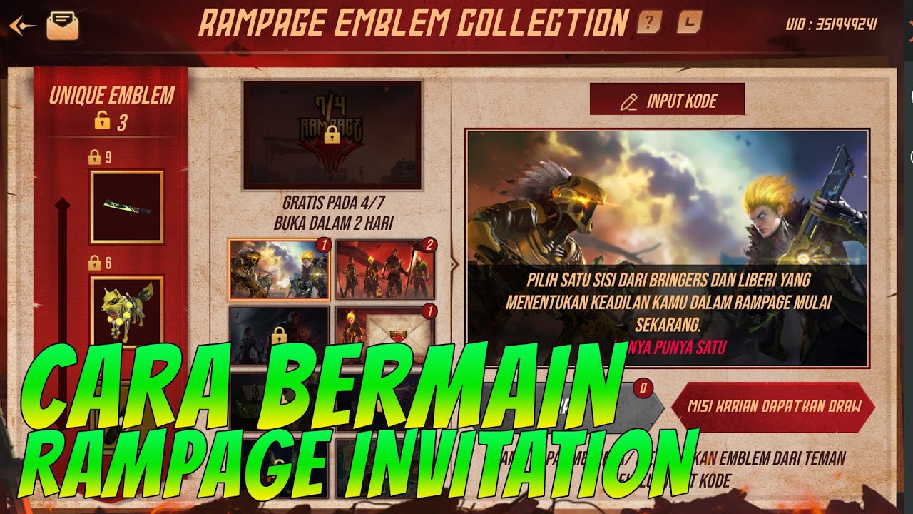 Cara Bermain Event Rampage Invitation Free Fire RETUWIT