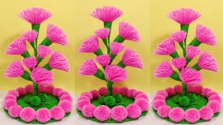 ऊन से गुलदस्ता बनाने का तरीका/DIY NEW DESIGN WOOLEN FLOWERS GULDASTA/WOOLEN FLOWER VASE CRAFT IDEA by Bittu Art's n craft Creations 69,588 views 7 months ago 8 minutes, 7 seconds