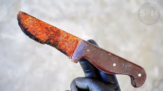 Restoration Very Rusty Hunting Knife! The most Beautiful Handle