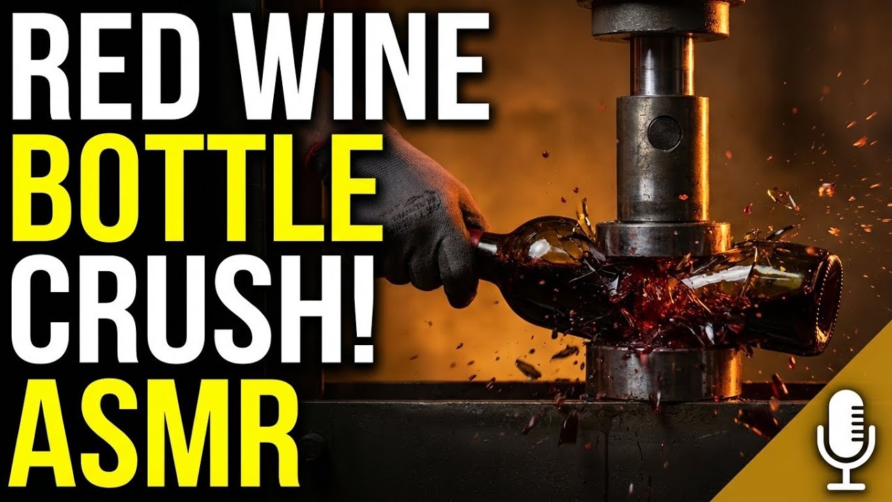ASMR Hydraulic Press vs Red Wine - Satisfying Glass Breaking