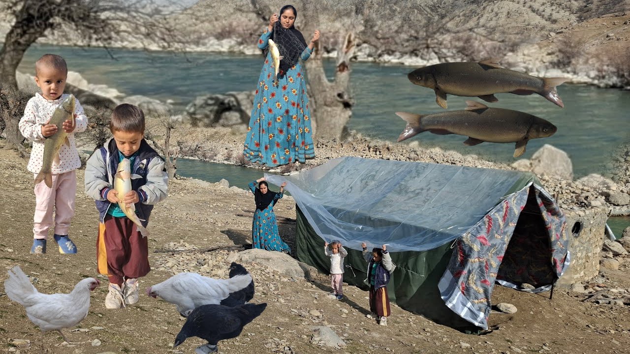Brave nomadic woman struggles with her three children ❄️ Challenges of living in harsh winter