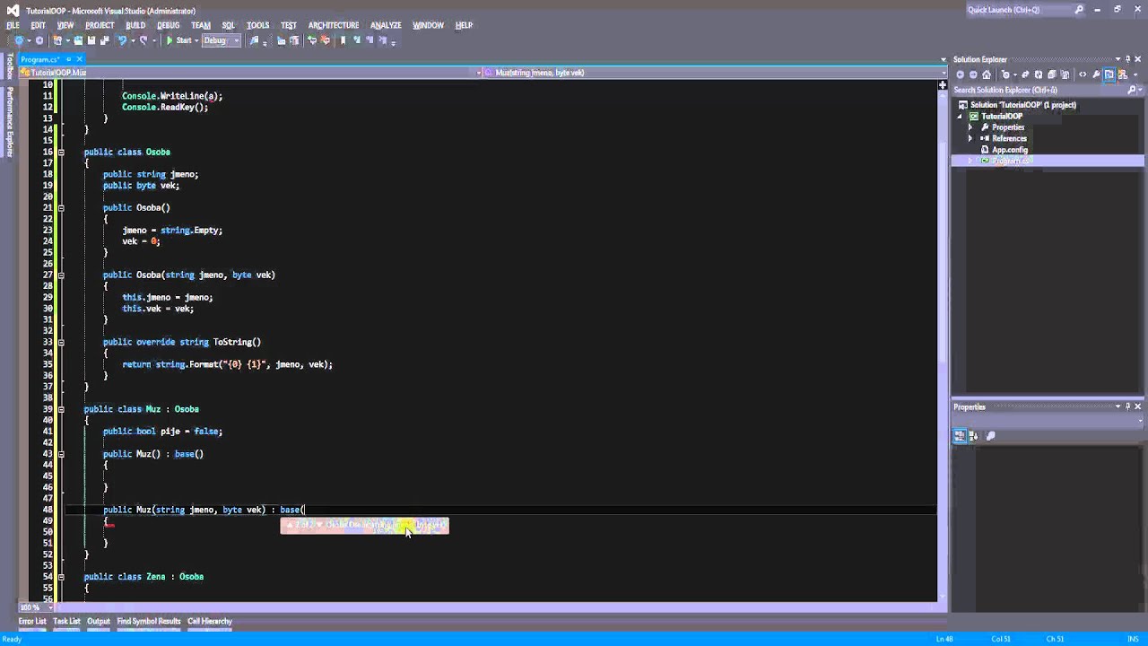 C# Tutorial CZ 20. - OOP 5. - Základy dědičnosti - YouTube