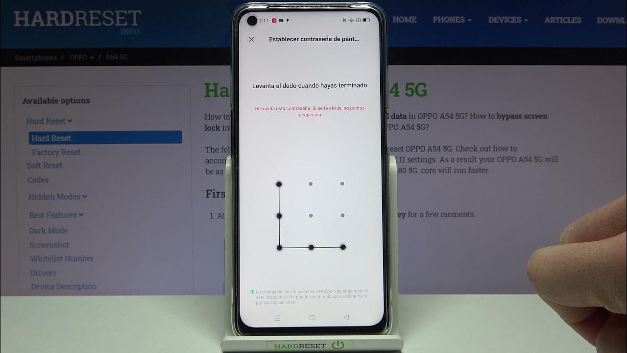 Cómo desbloquear un OPPO A54 5G con contraseña poner pin, patrón o contraseña YouTube