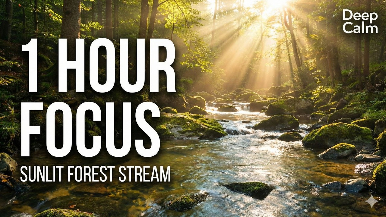 1 Hour Sunlit Forest Stream – Natural White Noise for Deep Focus & Study
