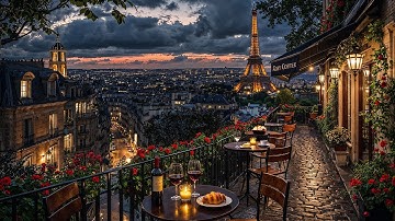 Evening Jazz in Paris with Eiffel Tower View | Calm Jazz Music for Study, Work & Peaceful Nights