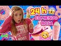 24 HORAS COMIENDO ROSA | PASO UN DÍA ENTERO PROBANDO COMIDA POR COLORES Y ME ENCANTA