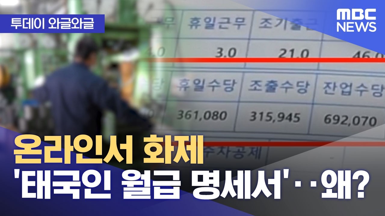 [와글와글] 온라인서 화제 '태국인 월급 명세서'‥왜? (2026.03.09/뉴스투데이/MBC)