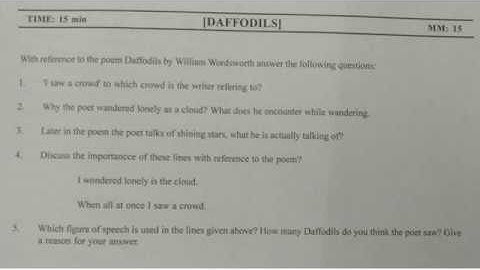 English Literature ICSE 10 Daffodils in 4 minutes Most important question papers.