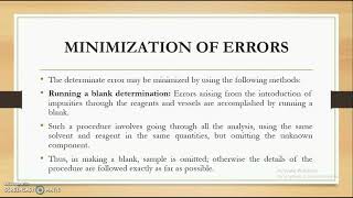 Minimization of errors Part 1