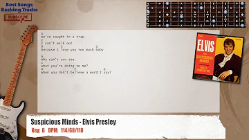 🎸 Suspicious Minds - Elvis Presley Guitar Backing Track with chords and lyrics