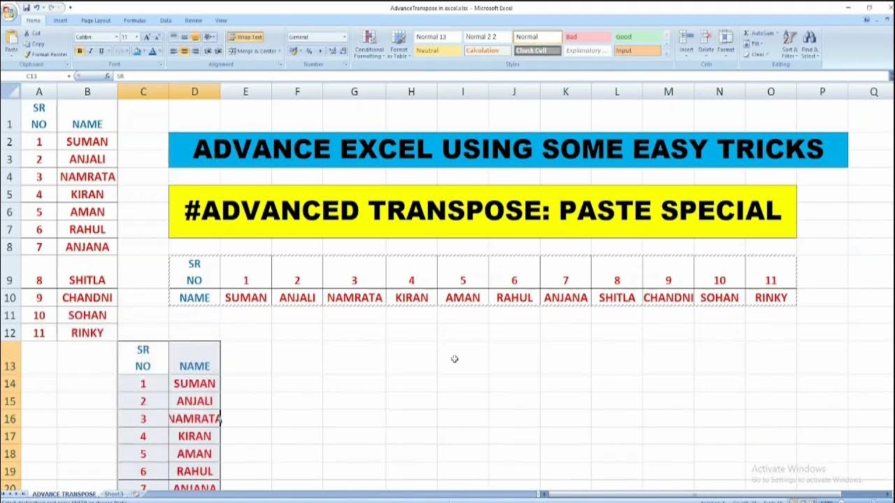 2 Best Way To Change Rows to Columns with Transpose in Excel -Easy ...