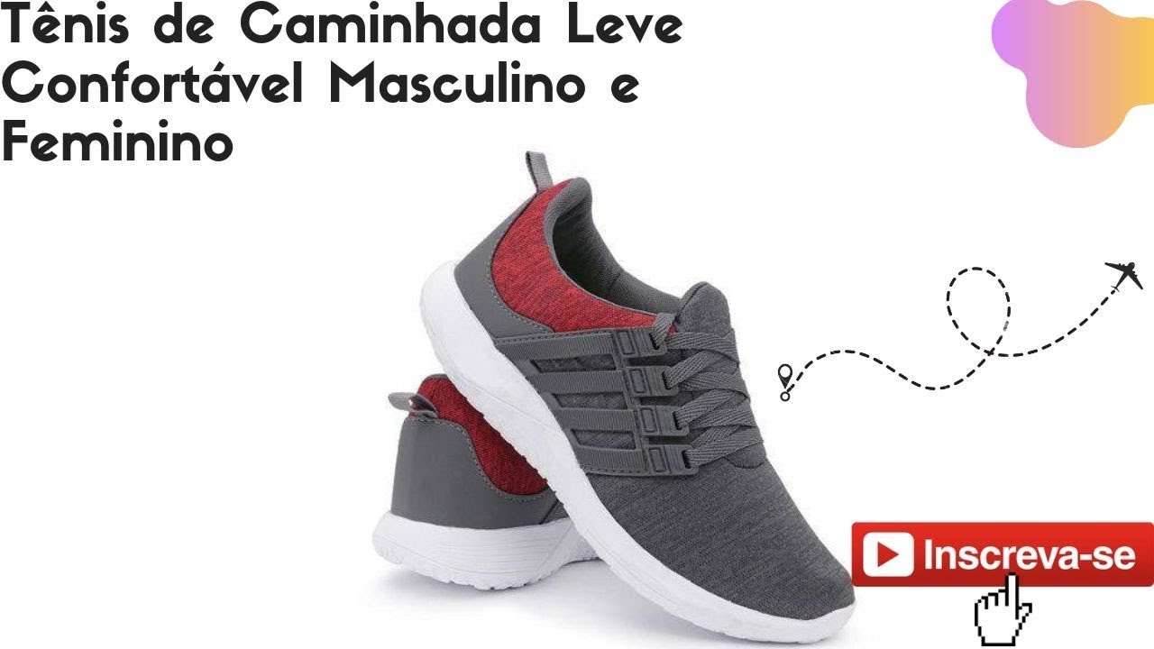 tênis de caminhada leve confortável masculino e feminino