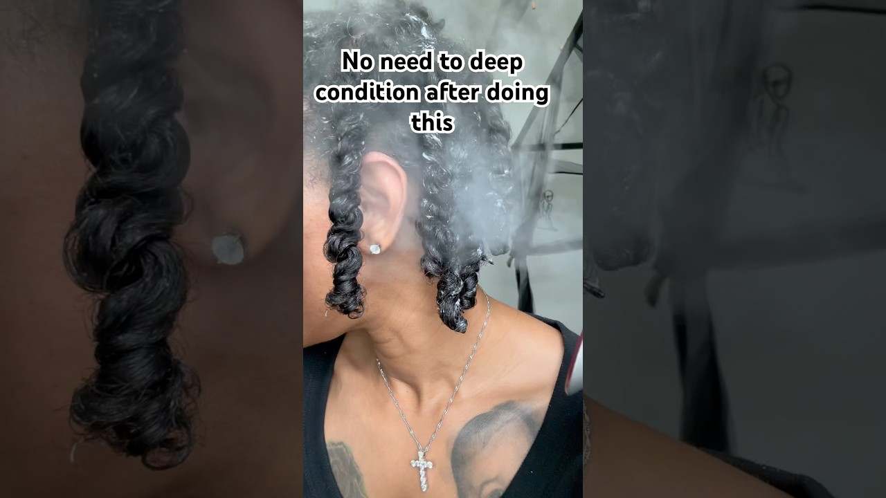 Hair steaming on curly hair 