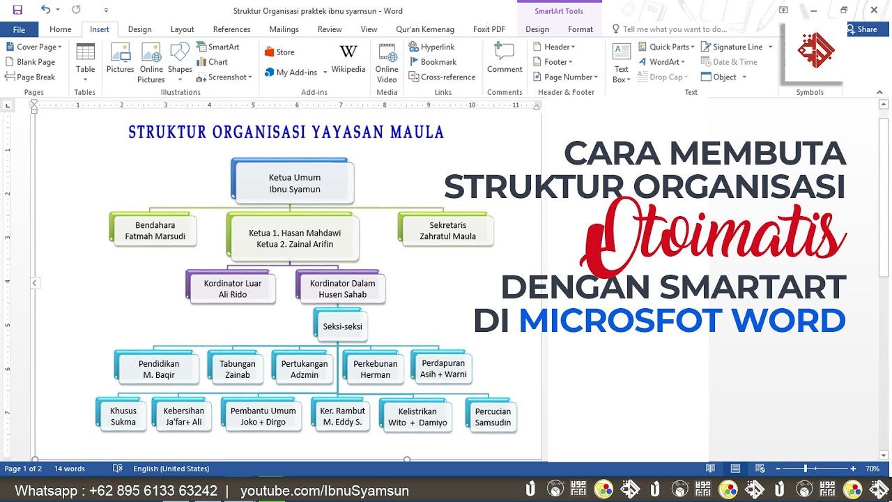 Cara membuat struktur organisasi otomatis dengan smartArt di word 