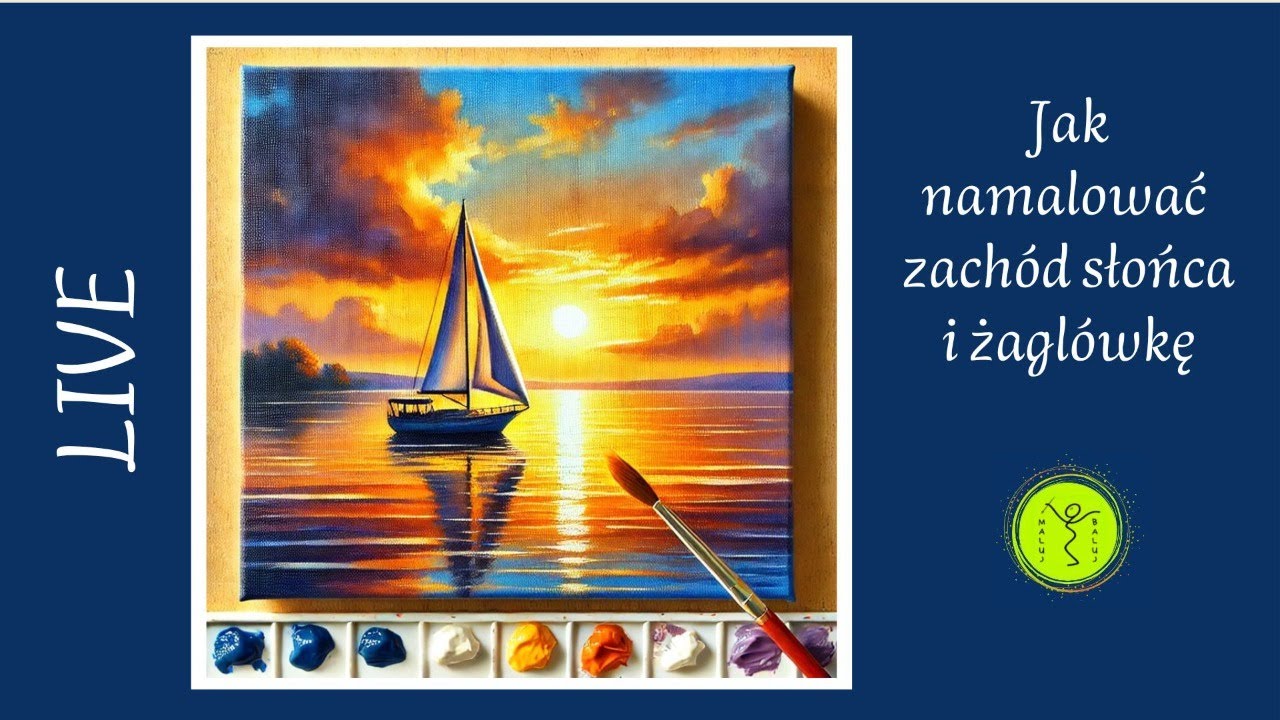 Jak Malować Akrylami Na Płótnie Youtube JAK NAMALOWAĆ ZACHÓD SŁOŃCA / krok po kroku / malowanie akrylami, live