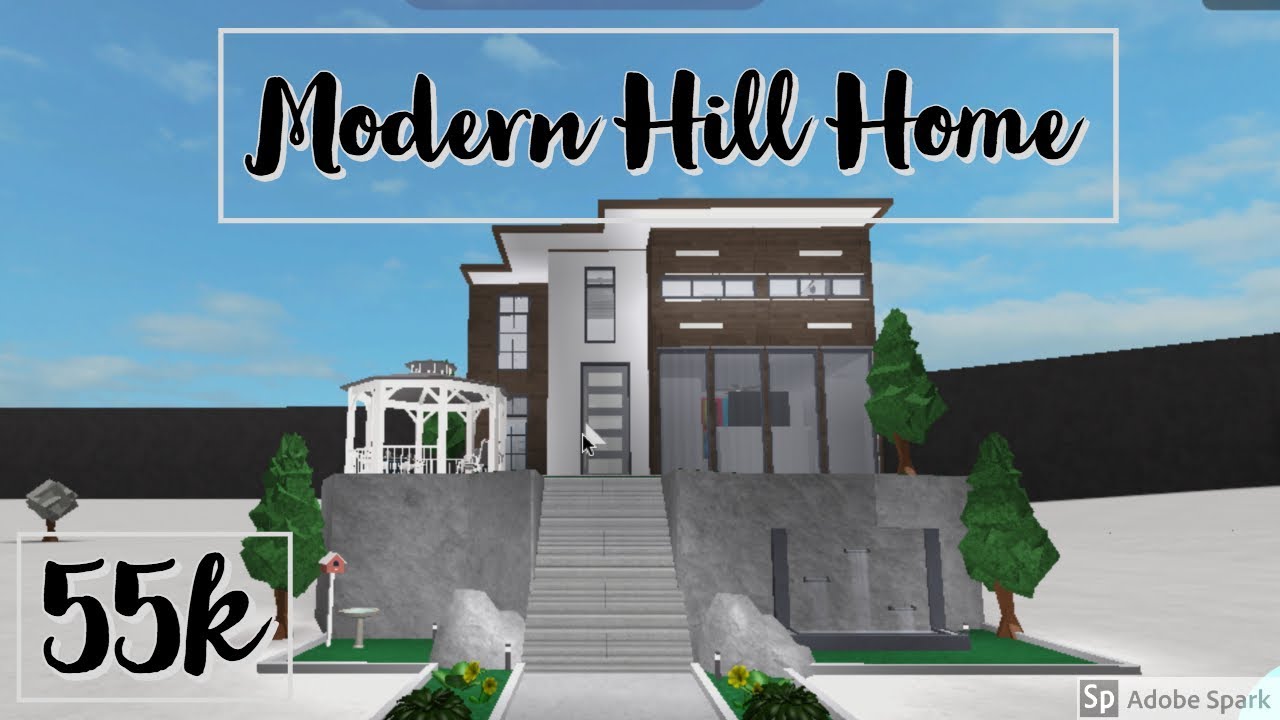 Roblox Bloxburg Modern Hill House Build 55k Youtube