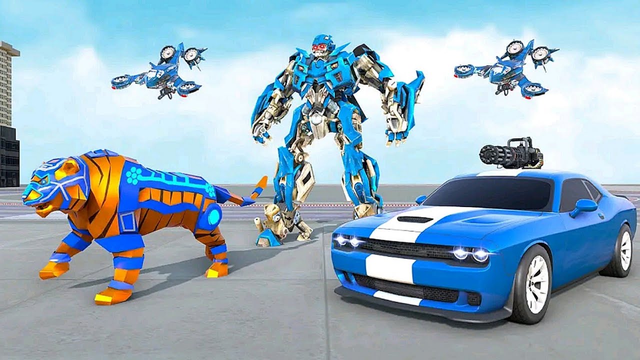 Police Lion Robot Car Games Mega robot War - Android iOS Gameplay