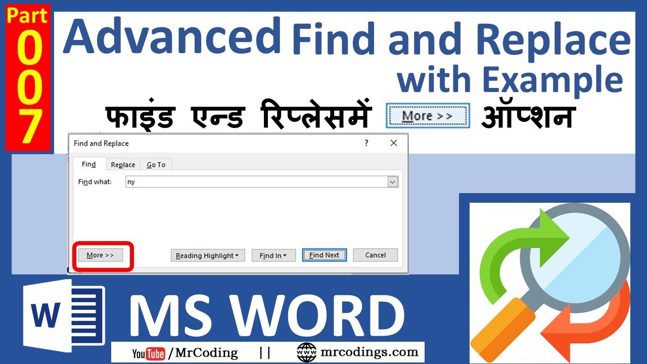 MSWORD-007-Advanced Find and Replace in Home Tab | Hindi | MS Word Tutorial for Beginners