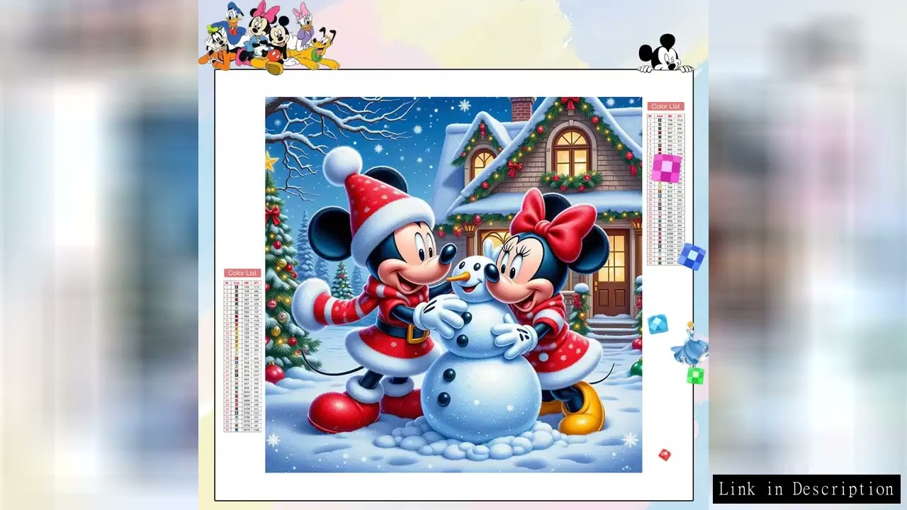 Disney Diamond Painting Kits Mickey Minnie Snowman Rhinestone Christmas Scene Full Round Diamond Emb