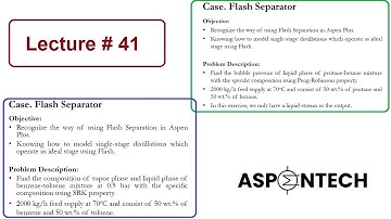 Simulation of Flash Separator in Aspen Plus - Examples # 1 & 2 - Lecture # 41