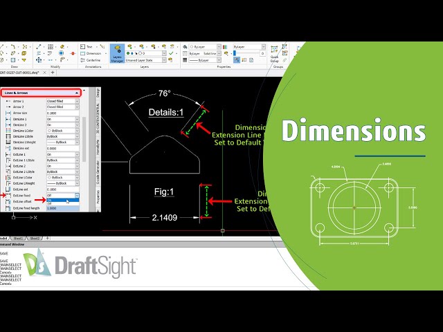 Change Length of Fixed Extension Line of Specific Dimension(s) from Properties Palette