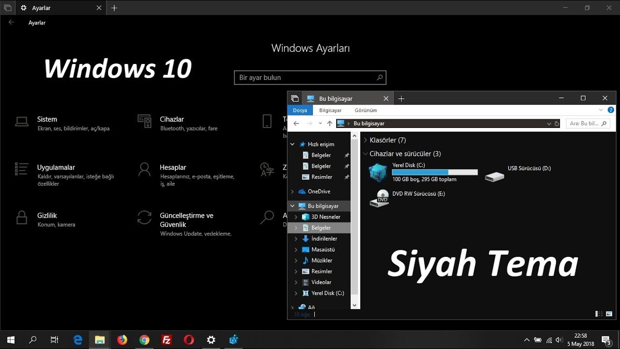 Windows 10 klasör arka plan rengi değiştirme