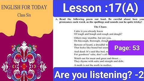 English book class 6,2025, Lesson: 17(A),Page :53(Are you listening-The Chaos),৬ষ্ঠ শ্রেণির ইংরেজি 