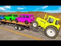 Flatbed Truck Mcqueen | Transportation with Truck - Pothole vs Car #12 - BeamNG.Drive