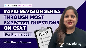 Rapid Revision Series through Most Expected Questions on CSAT | UPSC Prelims | Rama Sharma