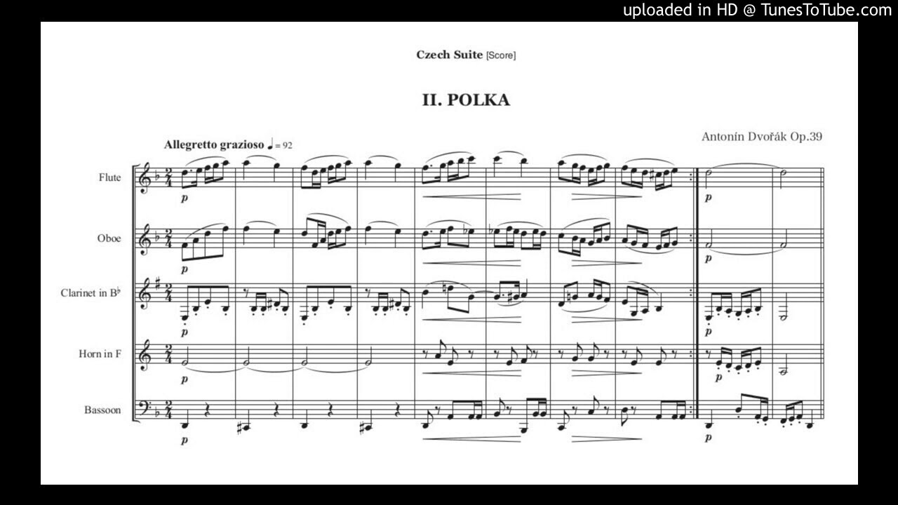 ドヴォルザーク「チェコ組曲」2.ポルカ 木管五重奏 Dvořák：Czech
