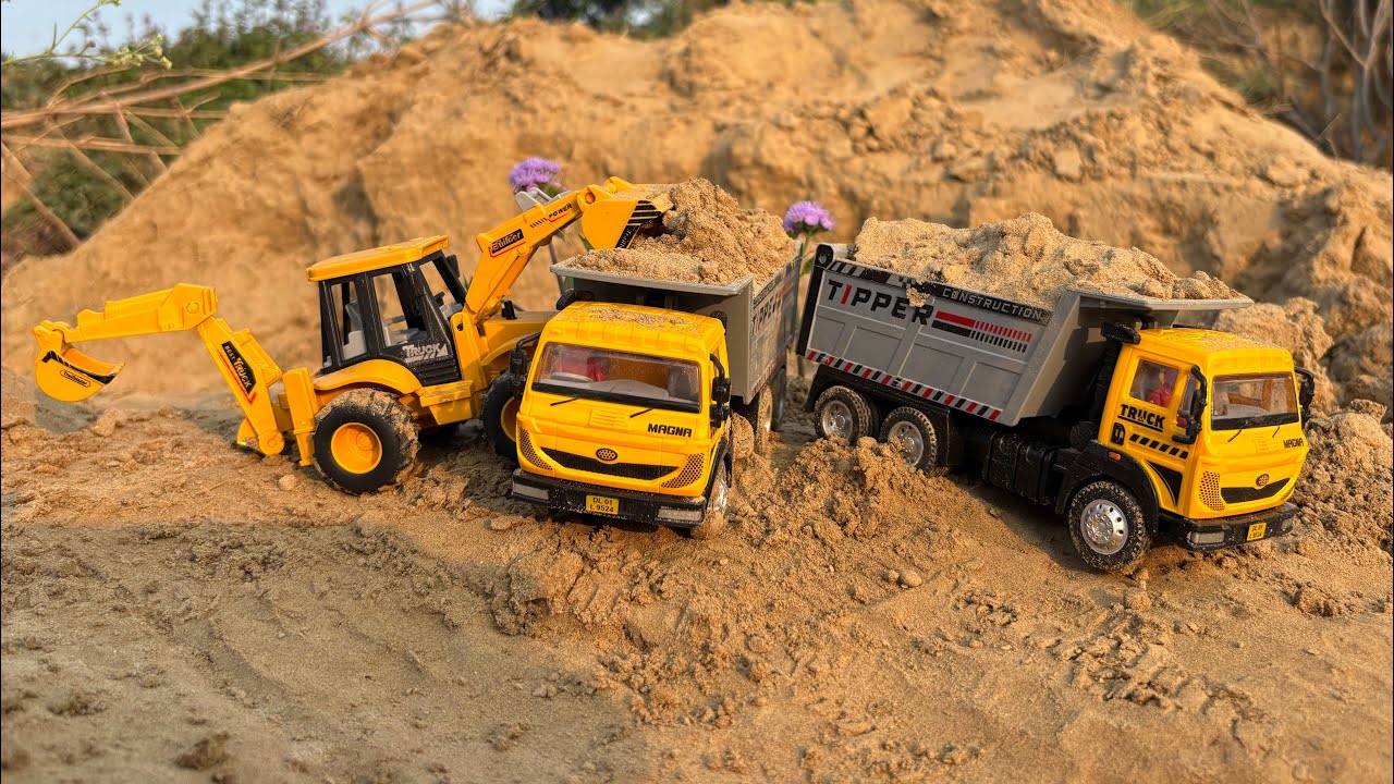 jcb 3dx loading tata tipper truck || gadi wala cartoon video