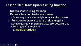 Kids Python Challenge, Lesson 10: Define a square drawing function
