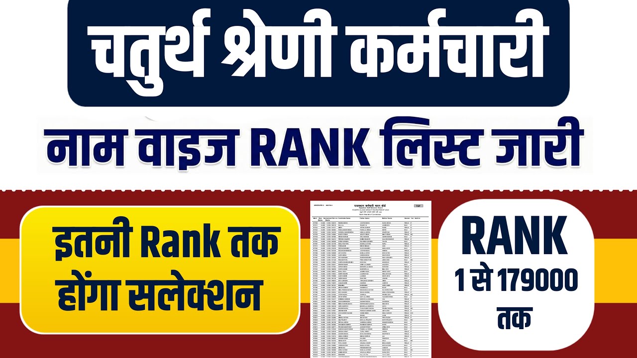 चतुर्थ श्रेणी कर्मचारी रिजल्ट PDF जारी || 4th grade result || chaturth shreni result