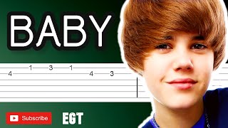 Justin Bieber - Baby (EASY Guitar Tutorial) - Melody- Learn How To Play Guitar + TAB guitar tab & chords by EASY Guitar Tutorial. PDF & Guitar Pro tabs.