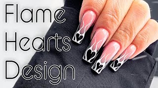 Watch Me Work: Flame Heart French Tip Tutorial | Valentine's Day Hearts | Perfect French Tip