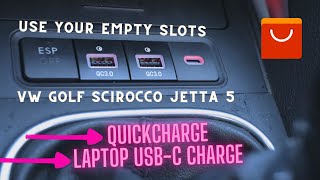 Mount 12V/24V Quick Charger USB 3.0 & USB-C Ports | Volkswagen Golf, Jetta & Scirocco 5, Golf 06-12