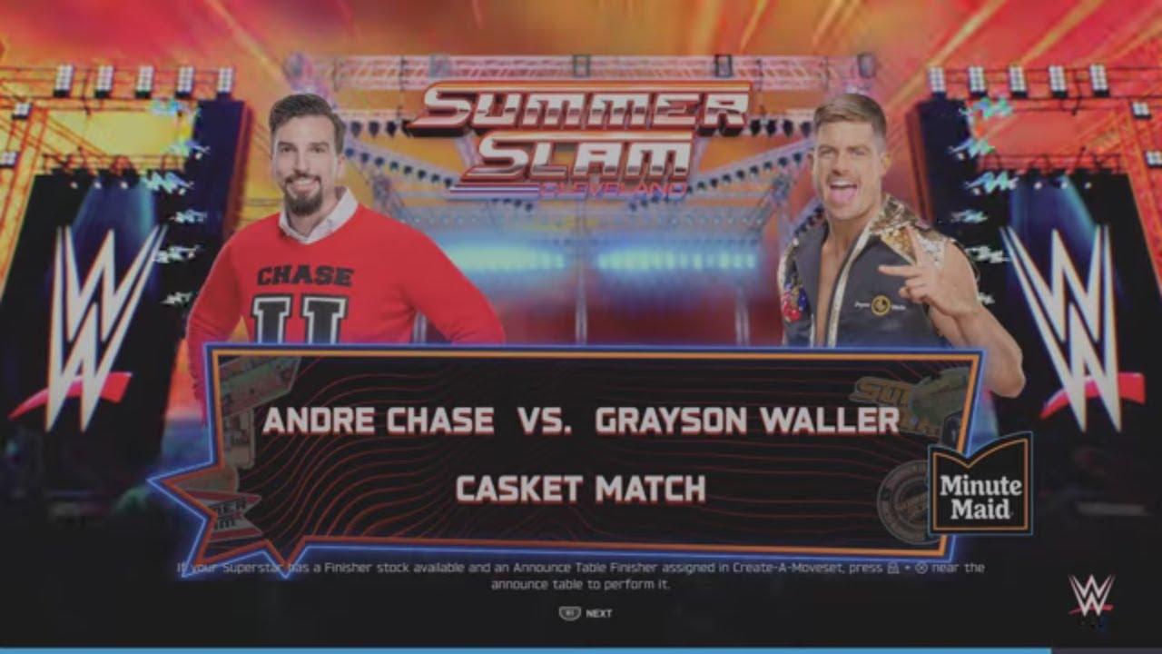 WWE 2K25 Andre Chase VS Grayson Waller Req. 1 VS 1 Casket Match