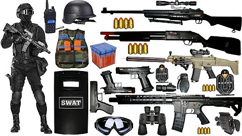 Special Forces Military Toy Gun Set Unboxing, Shotgun, M416, SCAR L, 98K AWM, Glock 17, Hi Capa Toys