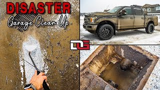 Full DISASTER Garage and Drain Pit Clean Up! | Super MUDDY Pressure Washing of a Ford F-150