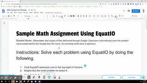 EquatIO Sample Google Doc Assignment Guide