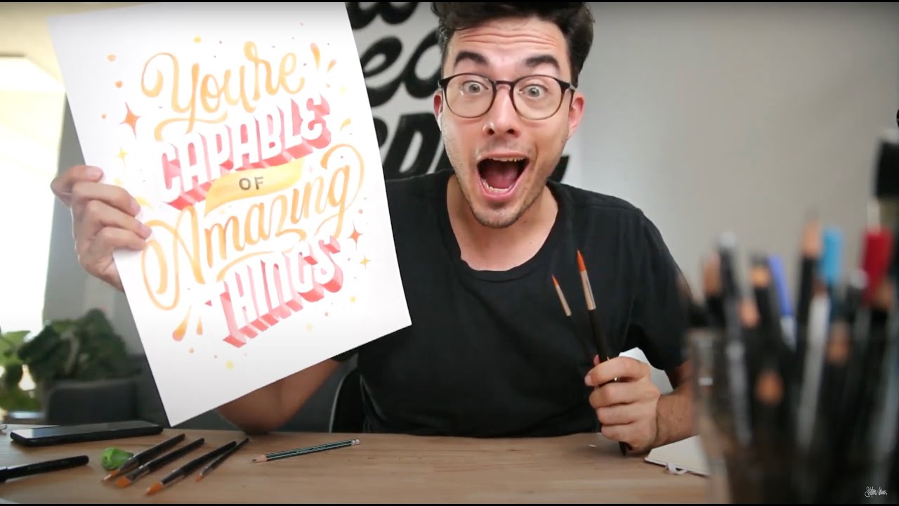 Lettering With Watercolor and brush on paper - 🔴LIVE - YouTube