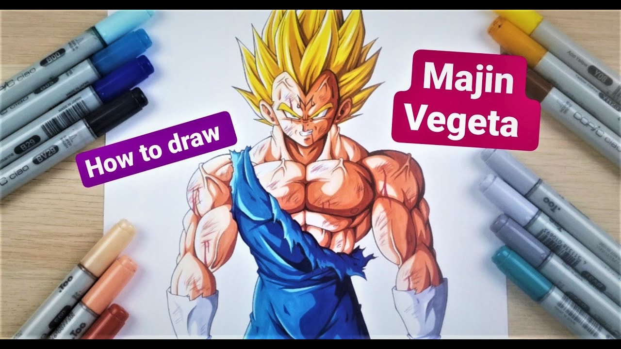 How To Draw MAJIN VEGETA SSJ2 - Step By Step Tutorial! 