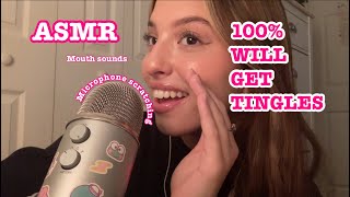 ASMR mic scratching and whispered ramble  (mouth sounds, gentle mic tapping, etc.)