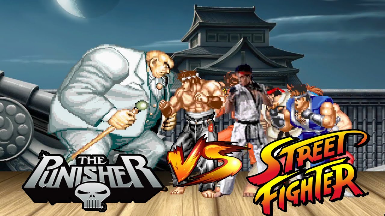 ULTIMATE KINGPIN VS RYU - (THE PUNISHER 1993 / STREET FIGHTER CLASSIC / ARCADE GAMEPLAY)