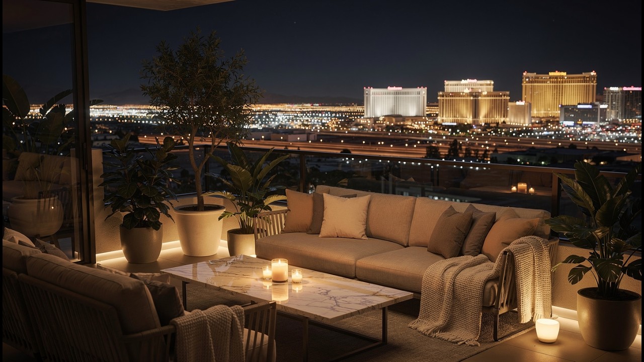 Rainy Luxury Balcony Night 🌃 Cozy Lofi Beats & City Lights Ambience for Study, Sleep & Relax