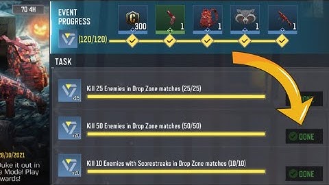 Call Of Duty Mobile Kill 50 Enemies in Drop Zone matches Task Complete