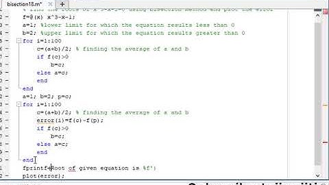 Bisection Method Coding in Matlab, Plotting the solution Graph with full explanation