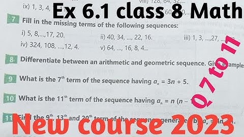 Exercise 6.1Class 8 Math New Course 2023| unit 6 sequence and Algebra Math 8 kpk and PTB Part-4
