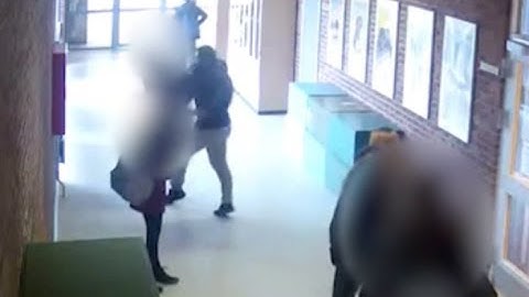 Grown up man violently attack 13-year-old student in school (CCTV)