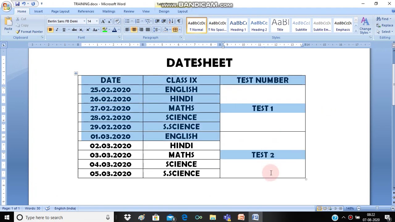 EDITING TABLES IN MS WORD